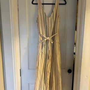 Striped Sleeveless Jumpsuit with Belt